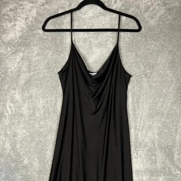 Sincerely Jules Dress Womens XL Black Cowl Neck Slip Dress Slinky Eveningwear - Picture 2 of 7